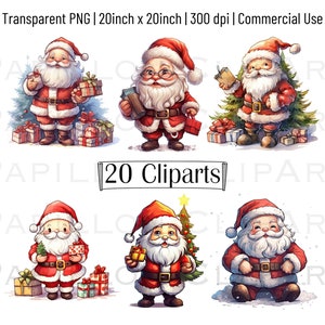 Cute Santa Claus Clipart Bundle 20 Transparent PNG l Christmas Crafts and Decor | Kawaii X-mas Pack | Commercial Use | Digital Download