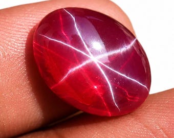 Natural Star Ruby Cabochon 14.20 Ct Oval Cut Loose Gemstone | Red Star Ruby for Ring, Pendant & Jewelry Making | Collector Gems