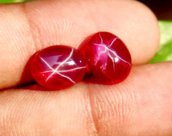AAA+  Pair Star Ruby Oval Cabochon 8.35CT Star Ruby Burmese Ruby Earth Mined Star Ruby Stone Certified Loose Ruby Cabochon Stone Red Ruby