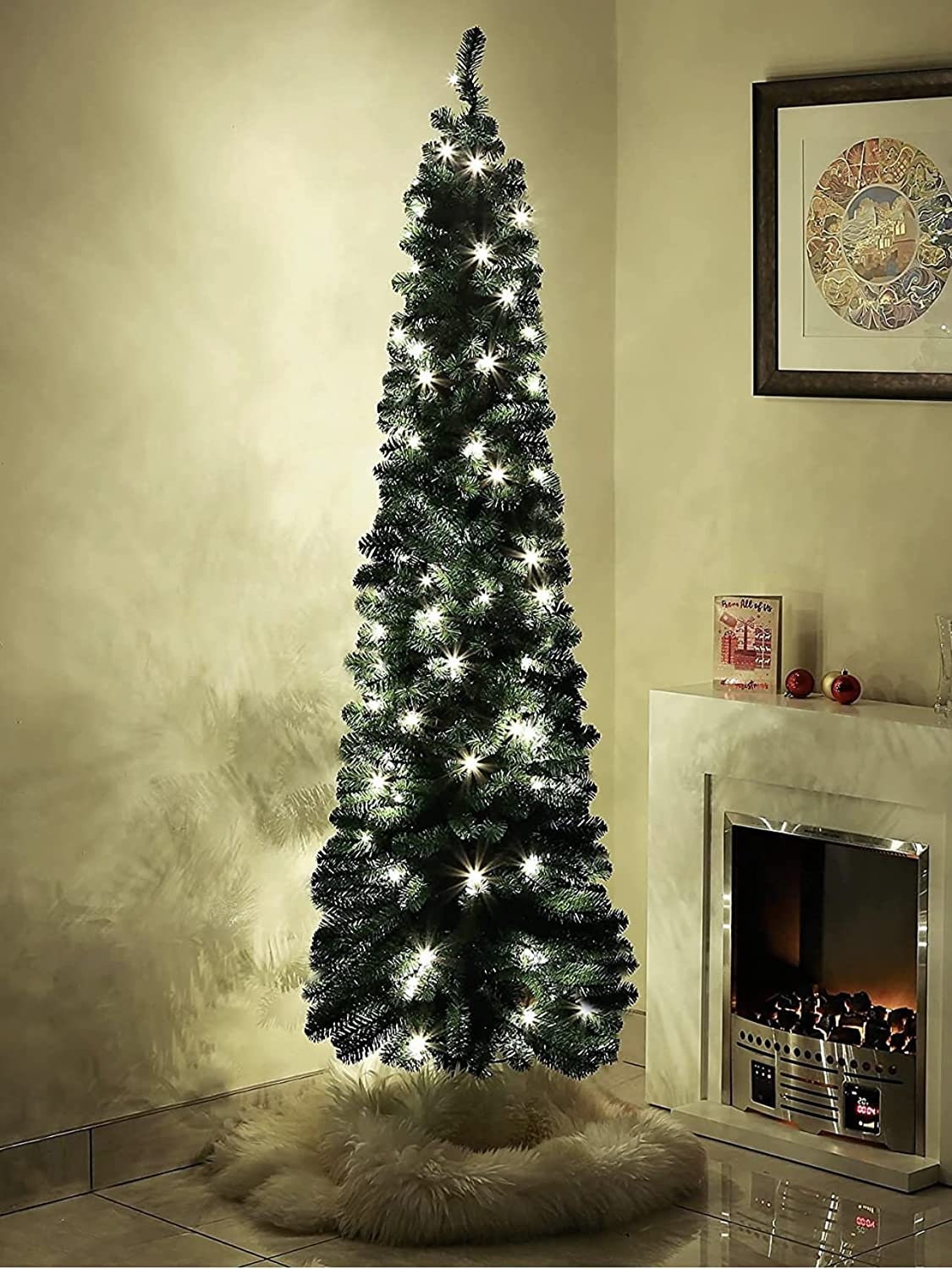Abaseen 6ft Green Prelit Slim Tree Christmas Tree 170 LED Etsy UK