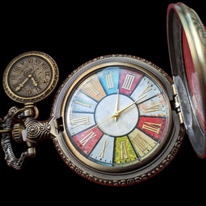 Montre de poche steampunk colorée, cadeau parfait pour lui/elle, montre de poche victorienne image 1