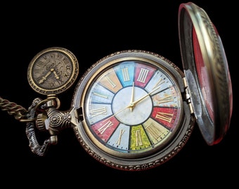 Colourful Steampunk Pocket Watch, Perfect Gift for Him/Her Victorian Pocket Watch