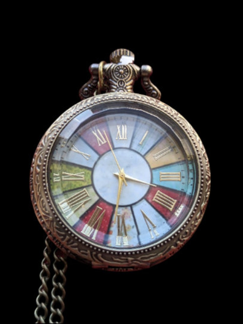 Montre de poche steampunk colorée, cadeau parfait pour lui/elle, montre de poche victorienne image 2