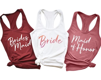 Bridesmaid shirts, Bachelorette Party Shirts, Bridesmaid Tank Top, Maid of Honor Shirt, Bride Squad, Team Bride Shirt, Bridal Party Shirts