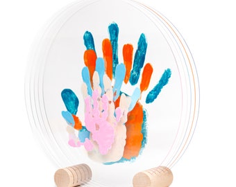 Kit Empreintes De Main Et Pied Famille - 5 Plaques Acryliques, Peinture Non Toxique - Cadeau De Naissance Ou Fête Des Mères/Pères