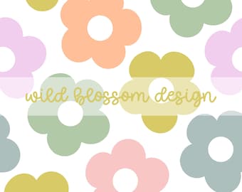Spring Retro Daisy Seamless Repeating Pattern Digital File for Personal and Commercial Use