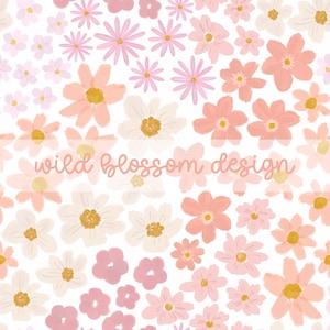 Baby Girl Ditsy Blooms Pink Wildflower Seamless Repeating Pattern Digital File