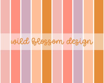 Boho Girl Fall Stripes Pink Purple Orange Seamless Repeating Pattern Digital File