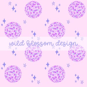 Disco Balls Retro New Years Lavender Mirrorball Seamless Repeating Pattern Digital File