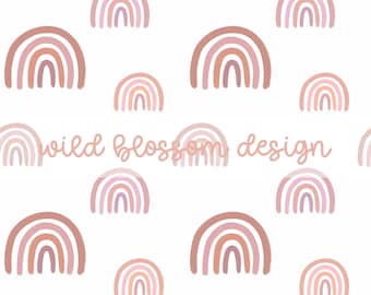 Boho rosa målade regnbågar Baby flicka sömlös upprepande mönster digital fil