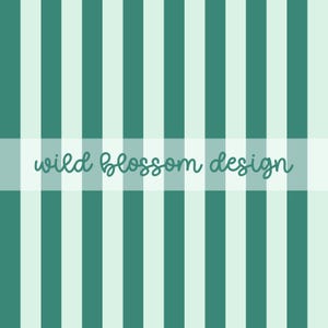 May include: A teal and light teal striped pattern with the text "wild blossom design" in a cursive font. The stripes are vertical and evenly spaced, creating a clean and simple design.