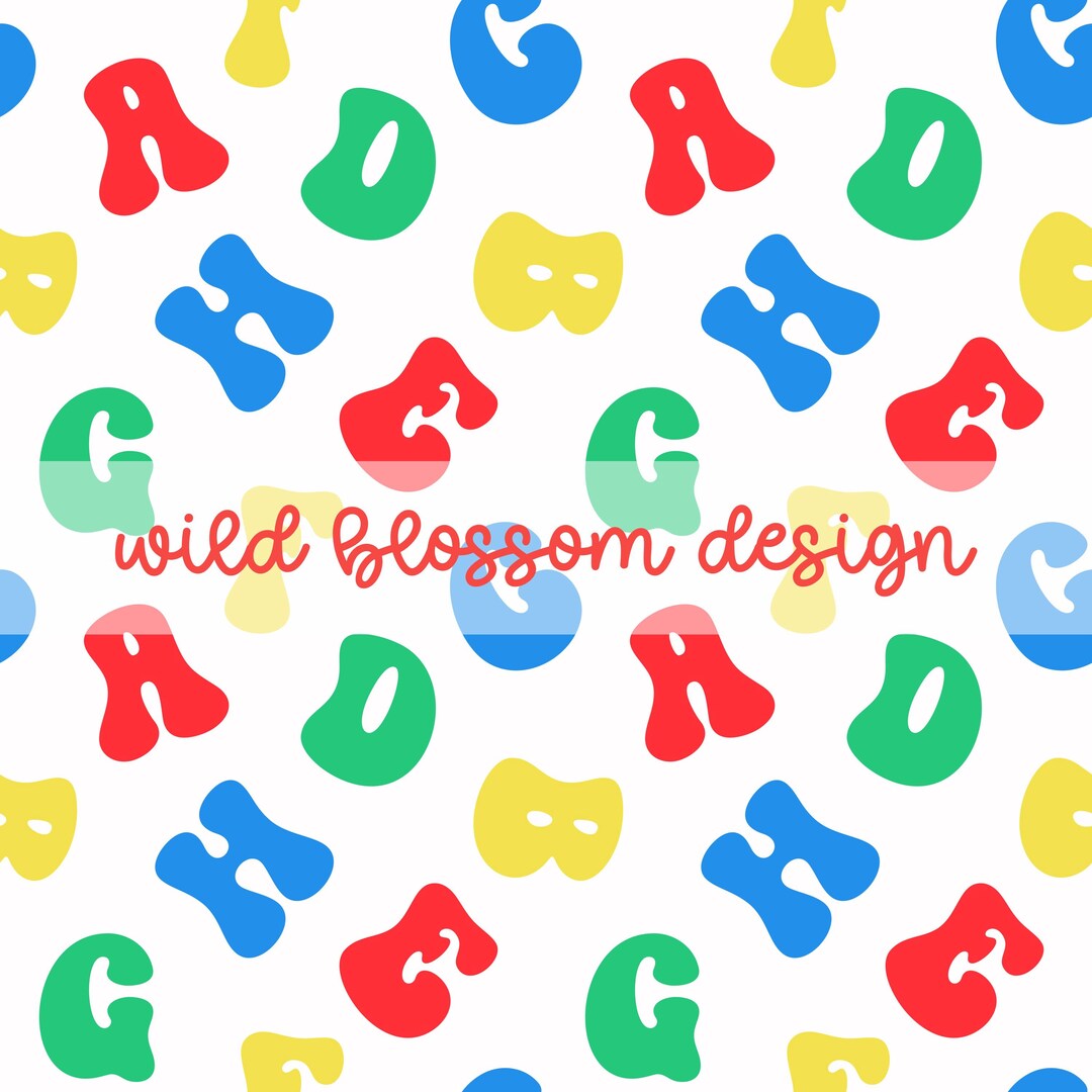 Repeat Pattern Alphabet Lettering Alphabet Letters Primary Colors ABC Back to School Seamless Repeating ...