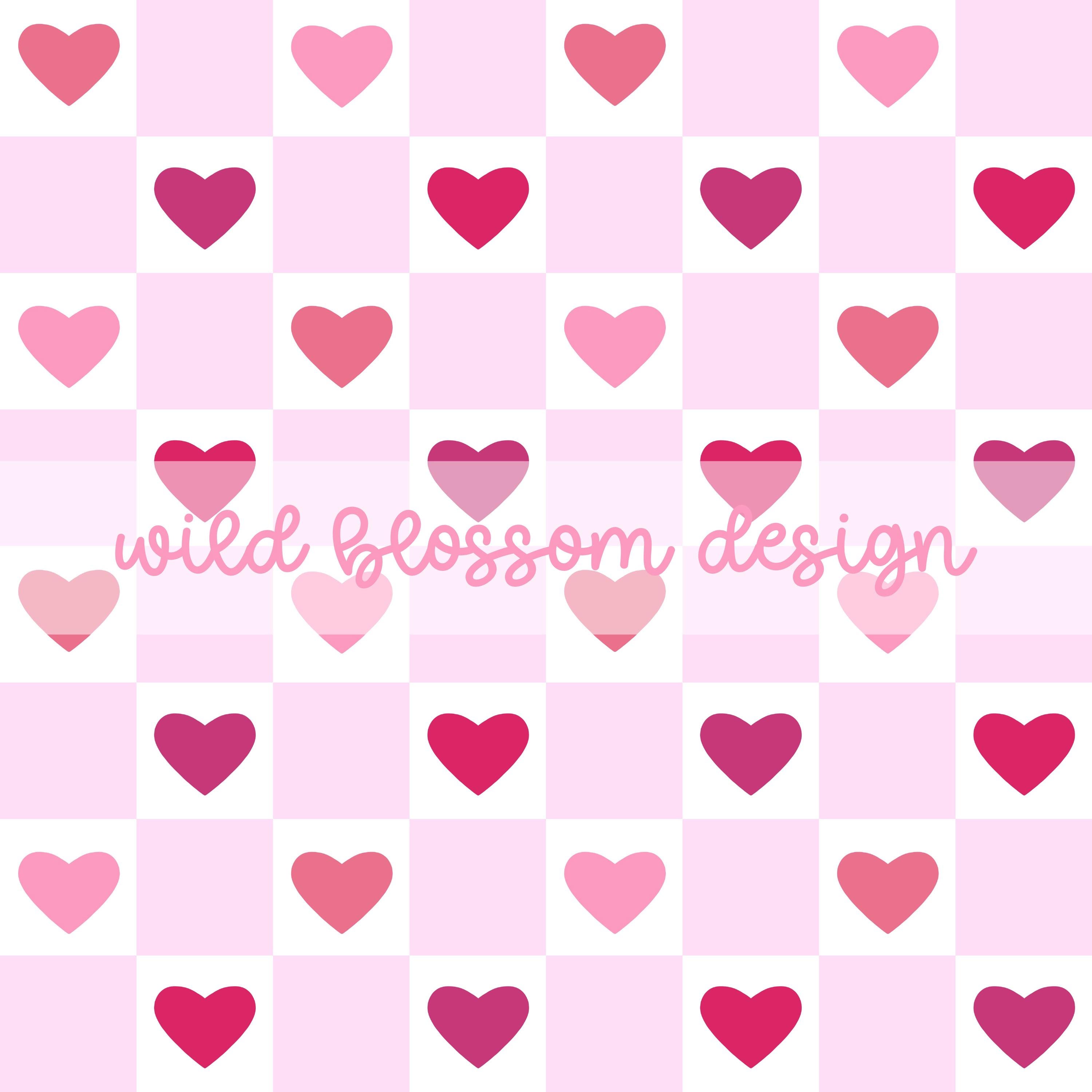 Checkerboard Hearts Lavender Pink Valentine's Day Seamless Repeating Pattern Digital File for Personal and Commercial Use