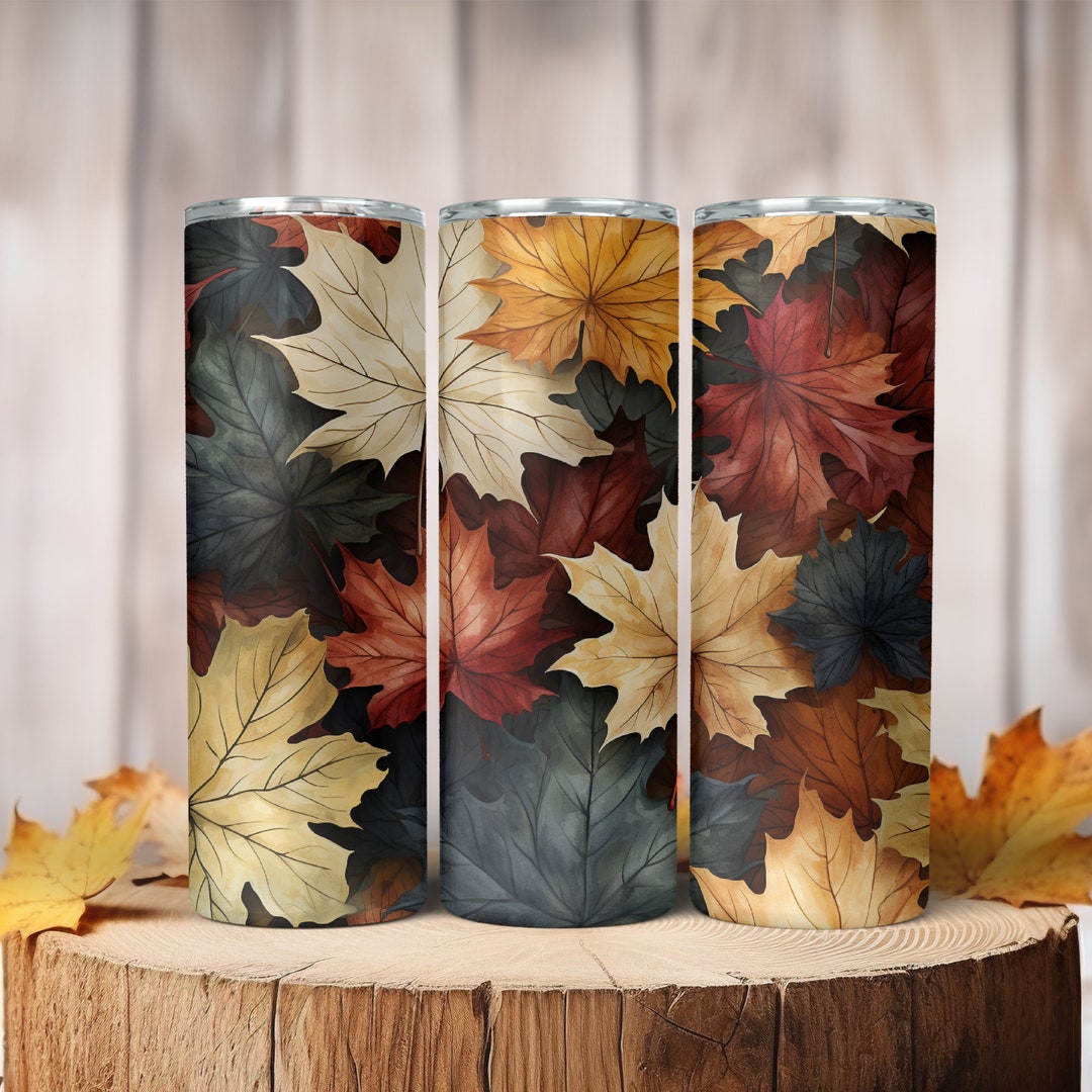 Fall Leaves 20oz Tumbler Sublimation Design Rustic Autumn PNG Halloween ...