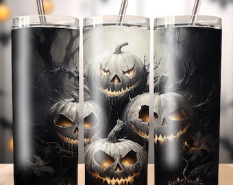 Halloween 20 once Skinny Tumbler Sublimazione Design Carbone Jack O Lanterne Halloween Design File digitale Zucche spettrali Ottobre Tumbler Wrap
