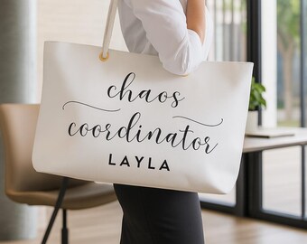 Bolsa de fin de semana "Coordinador del Caos" Bolsa de mano personalizada Regalo para jefe, mamá, maestro o ascenso