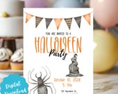 Digital Halloween Spooky party Invitation Party Invitation Girl Boy Adult Invite Canva TemplateInstant Download