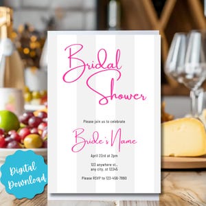 Digital Gray Wedding Invitation Bridal shower Wedding Shower Invite Canva Template