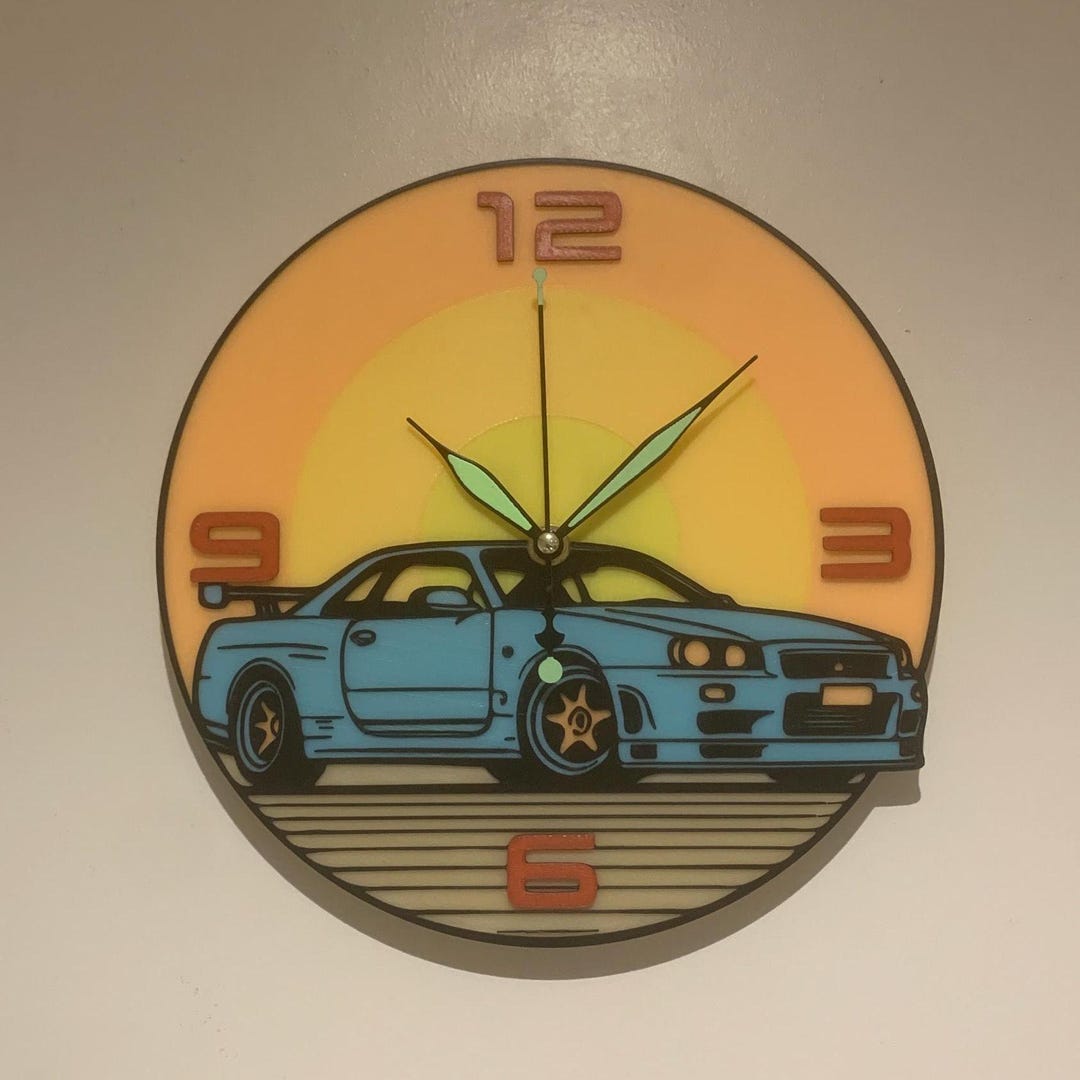 Nissan GTR R34 Variant 2 3D Printed Glow in the Dark Clock - Etsy