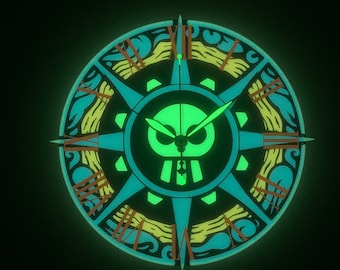 Sea Wave Skull 3D Gedruckt Glow in the dark Uhr