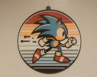 Sonic ausgeführt 3D Gedruckt Glow in the dark Wall Art