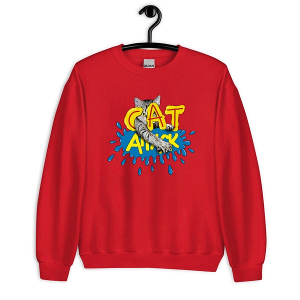 Cat Attack Hoodie, Sweatshirt Cat Attack, Cat Sweater, Art attack Sweatshirt , art attack hoodie, Cat lover Sweatshirt, Gildan 18000