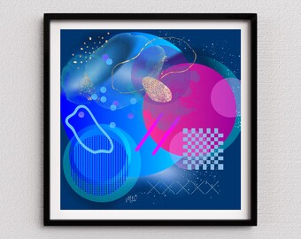 Bright colorful abstract print multicolor modern wall art nature inspired contemporary