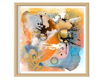 Bright colorful abstract print multicolor modern wall art nature inspired contemporary