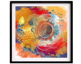 Bright colorful abstract print multicolor modern wall art nature inspired contemporary