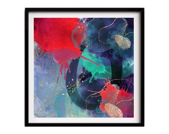 Bright colorful abstract print multicolor modern wall art nature inspired contemporary