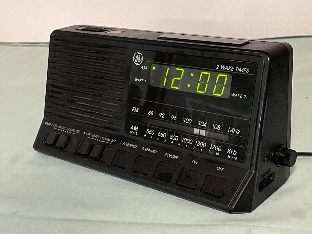 Vintage GE Digital Clock Radio Black W/ Green Number Display Etsy