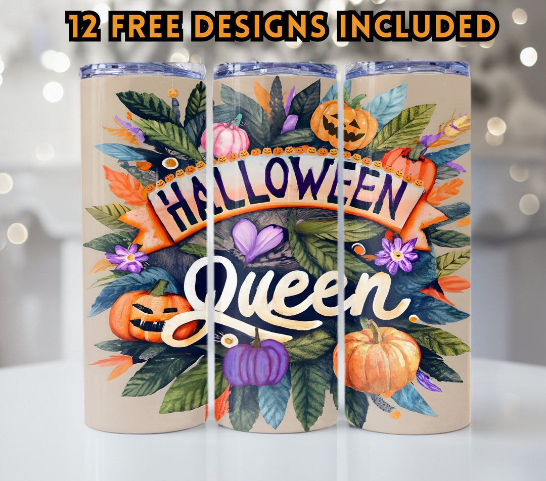 3D Halloween Queen Tumbler Wrap Png Pumpkin Face Tumbler Png Etsy