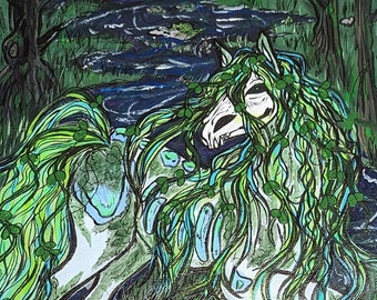 Whispers of the Kelpie | Celtic Mythology | Kelpie | Water Horse | Glow in the Dark | 11x24 inches