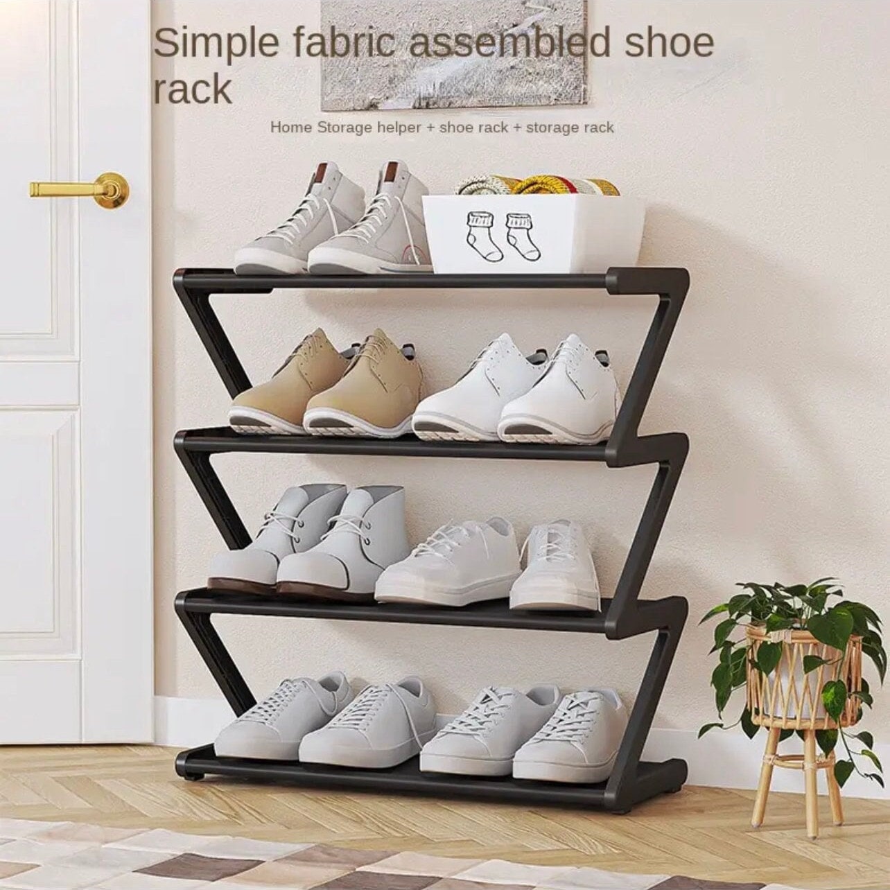 1pc Home Use Simple X-shaped Shoerack, Multifunctional Double-layer Steel  Pipe Assembled Shoe Cabinet, Dustproof Storage Rack For Students Dormitory