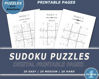 Sudoku-pussel (Volym 1) - Digitala utskrivbara sidor
