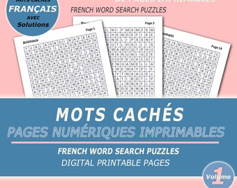 Mots Cachés – Volume 1 | 100 grilles à imprimer | Jeux pour adultes et enfants | Téléchargement PDF