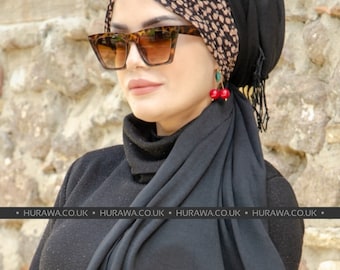 Tout en un marron à pois bandeau froissé instantané Hijab écharpe Turban Hijab châle Hijab mode femme mode cadeau dames