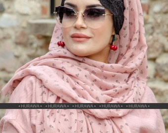 Tout en un rose pastel imprimé dentelle effet bandeau instantané hijab écharpe Turban hijab châle hijab mode femme mode cadeau dames