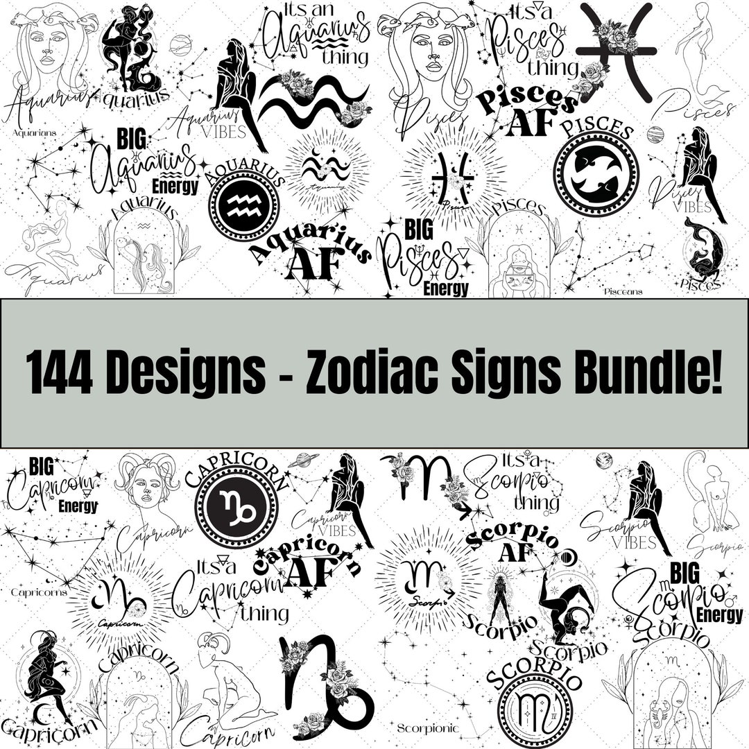 Zodiac Signs SVG Bundle Astrology Signs SVG Zodiac Signs Etsy