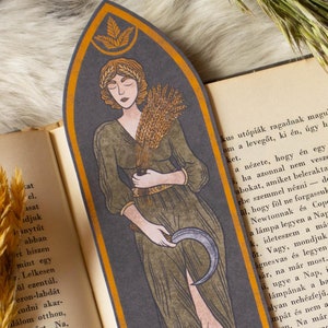 Marcapáginas ilustrado Demeter / Regalo hecho a mano para amantes de los libros / Marcapáginas Dark Academia / Mitología griega / Perfecto para lectores