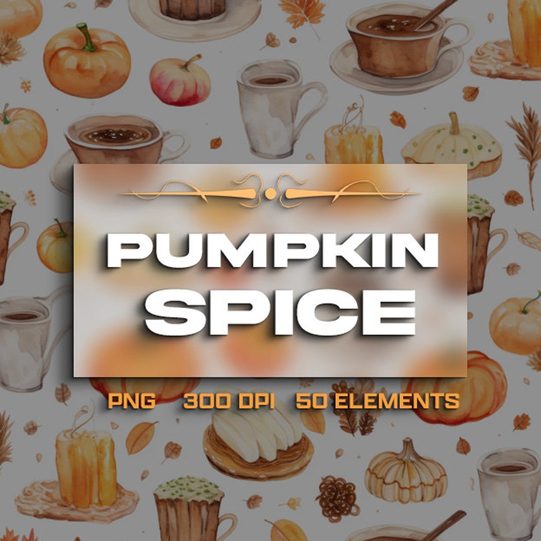 Pumpkin Spice Watercolor Clipart Bundle 50 PNG Cozy Fall - Etsy