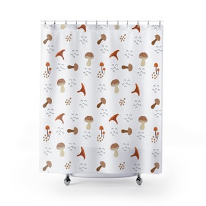 Mushroom Shower Curtain, Cottagecore Forest Bathroom Decor for Kids, Cute Goblincore Bathroom Curtains, Nature Lover Housewarming Gift