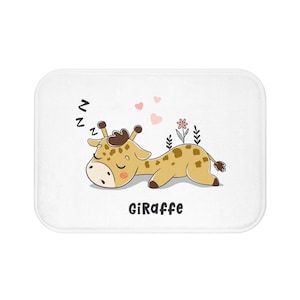 Baby Giraffe Bath Mat, Cute Safari Animals Bath Mats & Rugs for Kids | Boys and Girls Nursery Bathroom Decor | Childish Boho Shower Rug