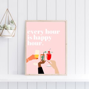 Happy Hour Print | Cheers | Wall Art | Bar Wall Decor | Bar Cart Decor | Happy Hour