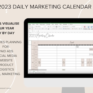 2023 Daily Marketing Calendar, Small Business Campaign Planning Tool, Daily Multi Channel Strategy, Social Media Content Planner Calendar