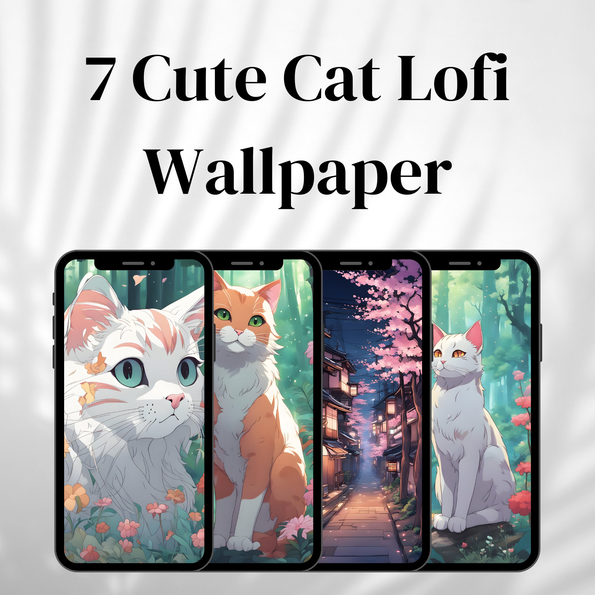 Set of 7 Kawaii Aesthetic Mobile Wallpaper Cute Lo-fi - Etsy