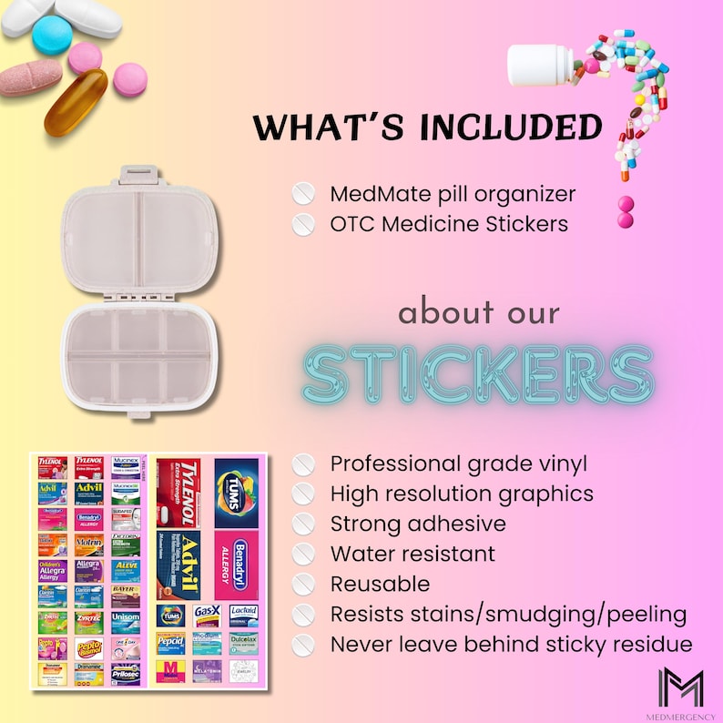 Medication File Sticker Pill Organizer | Medicine Label Sticker Sheets for Travel Pill ...