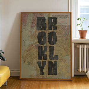 Brooklyn Wall Art New York City Wall Art, NYC Print Poster, Vintage Map Print, Apartment Dorm Room Decor, Minimalist Printable Trendy Art