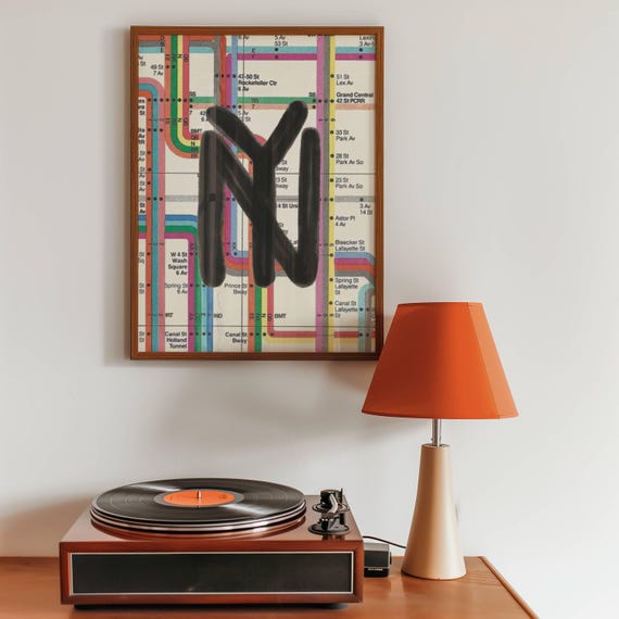 New York City Subway Map Wall Art, Vintage Map Print, NYC Poster, NY Map Print, Apartment Art Dorm Room Decor, Minimalist Printable Trendy