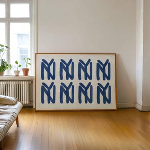 New York City Blue Wall Art, Horizontal NYC Print Poster, NY Baseball Print, Apartment Art Dorm Room Decor, Minimalist Printable Trendy Art